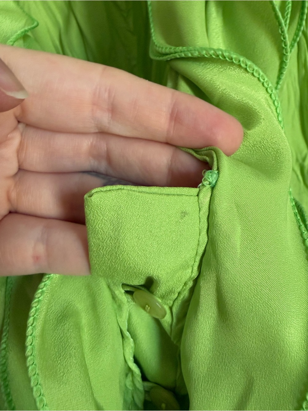 Y2K Sleeveless Ruffle Cascade Top in Green - Picture 5 of 9